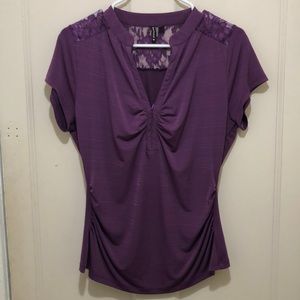 Stretchy purple zipper top